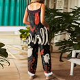 thumbnail image 4 of WTOBBY Women's Retro Suspender Jumpsuit Pants with Halloween Print, Casual Loose Fit in Cotton Linen Blend, Comfortable and Stylish for Everyday Wear,Hot PinkL, 4 of 5
