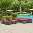 thumbnail image 6 of Modern Contemporary Urban Design Outdoor Patio Balcony Ten PCS Sectional Sofa Set, Orange, Rattan, 6 of 7
