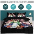 thumbnail image 5 of 3 Pcs Soft Bedding Set, Includes 1 Duvet Cover with Zipper And 2 Pillow Shams,Watercolor Wine Glasses And Bottles Decorated with Delicious Food King(102"×90"), 5 of 8