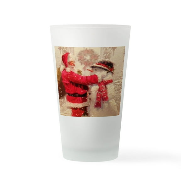 CafePress - Santa And Snowman - Pint Glass, Drinking Glass, 16 oz. CafePress