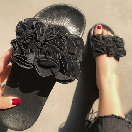 

absuyy Women s Slide Sandals- Fashion Casual New Style Open Toe Summer Flat Slide Sandals #655 Black-8