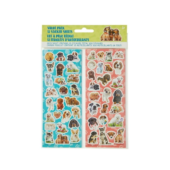 Stickerfitti Puppies Value Pack Autocollants, 300 Autocollants