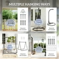 thumbnail image 6 of Outsunny Hanging Hammock Chair, Cotton Rope Macrame Swing Chair with Large Cushion, Chain, Steel Frame for Indoor Outdoor Patio Balcony, Blue, 6 of 9