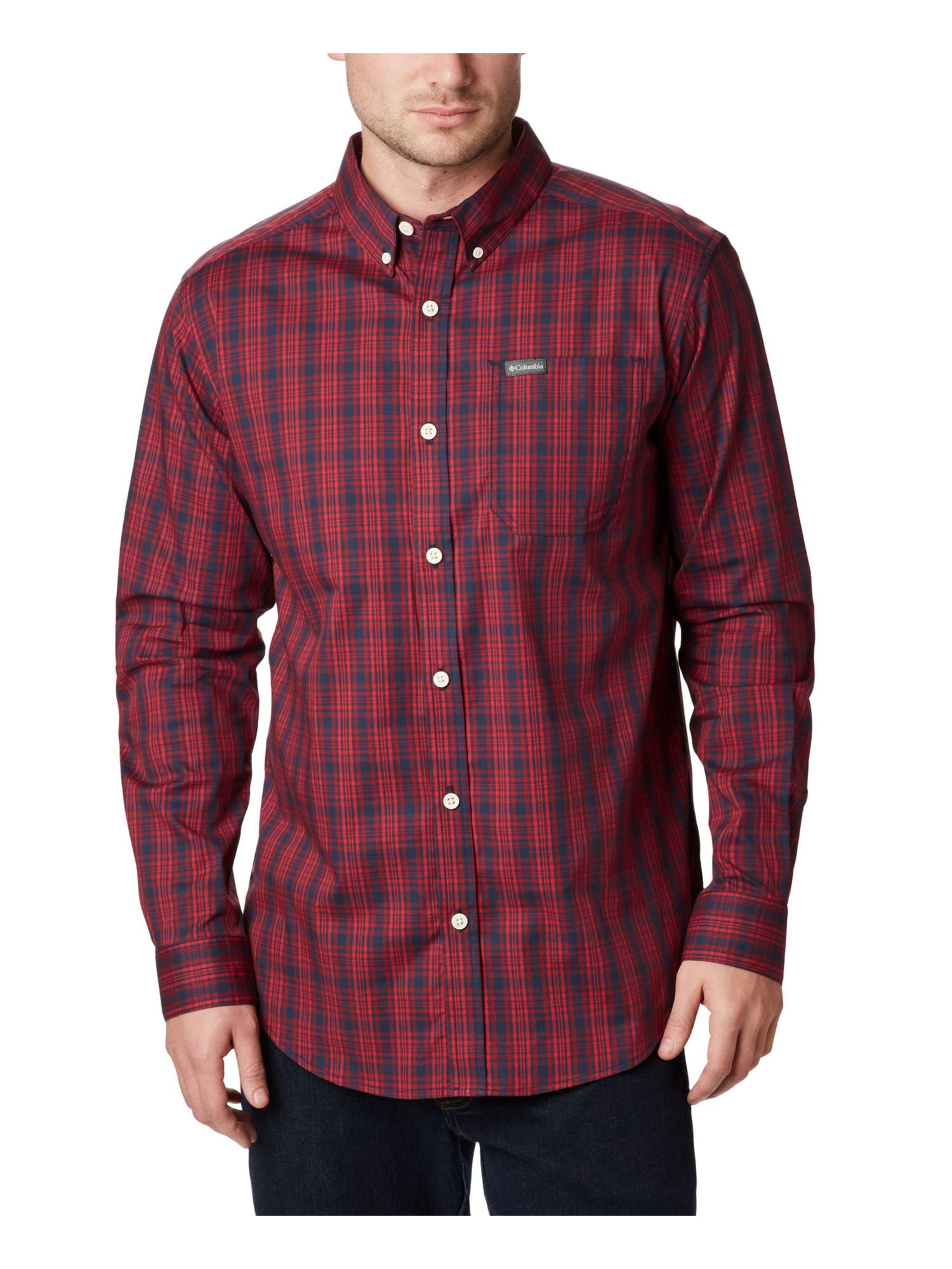COLUMBIA Mens Red Plaid Long Sleeve 