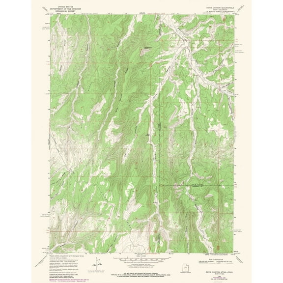 Topographical Map - Davis Canyon Utah Quad - USGS 1966 - 23 x 29.57 - Vintage Wall Art