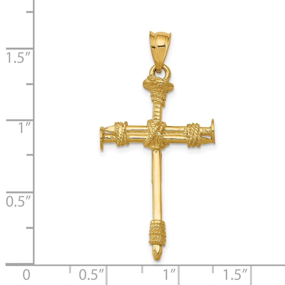 Finest Gold 14K Yellow Gold Polished Nail Cross Pendant