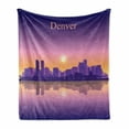 thumbnail image 1 of Denver Soft Flannel Fleece Blanket, Dramatic Colorado Sunset Sky Scenery from South Platte River USA Panorama, Cozy Plush for Indoor and Outdoor Use, 60" x 80", Purple Pink Apricot, by Ambesonne, 1 of 6