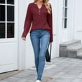 thumbnail image 3 of TINZ Plus Size Tops Comfortable Loose Long Sleeve Button Neck Winter Fall Shirt For Women Long Layering Tops plus Size Camisole, 3 of 4