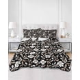 thumbnail image 3 of Black White Floral Summer Quilt Set Full Size,Soft Microfiber Quilted Bedding Set with 2 Pillow Shams,Farmhouse Vintage Botanical Leaves Lightweight All Season Bedspread Coverlet for Bedroom 78"x90", 3 of 6