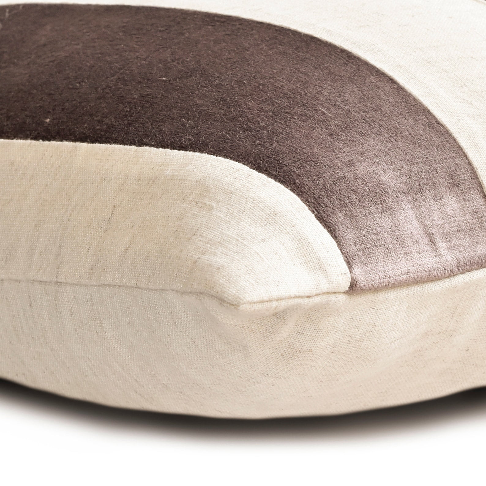 The HomeCentric Pillow Case Covers, Aubergine Pack of 2, 24x24 inch (60x60 cm) Throw Pillows, Velvet Patchwork Throw Pillows For Couch, Striped Pattern Modern Style Easter - Velvet Band Aubergine