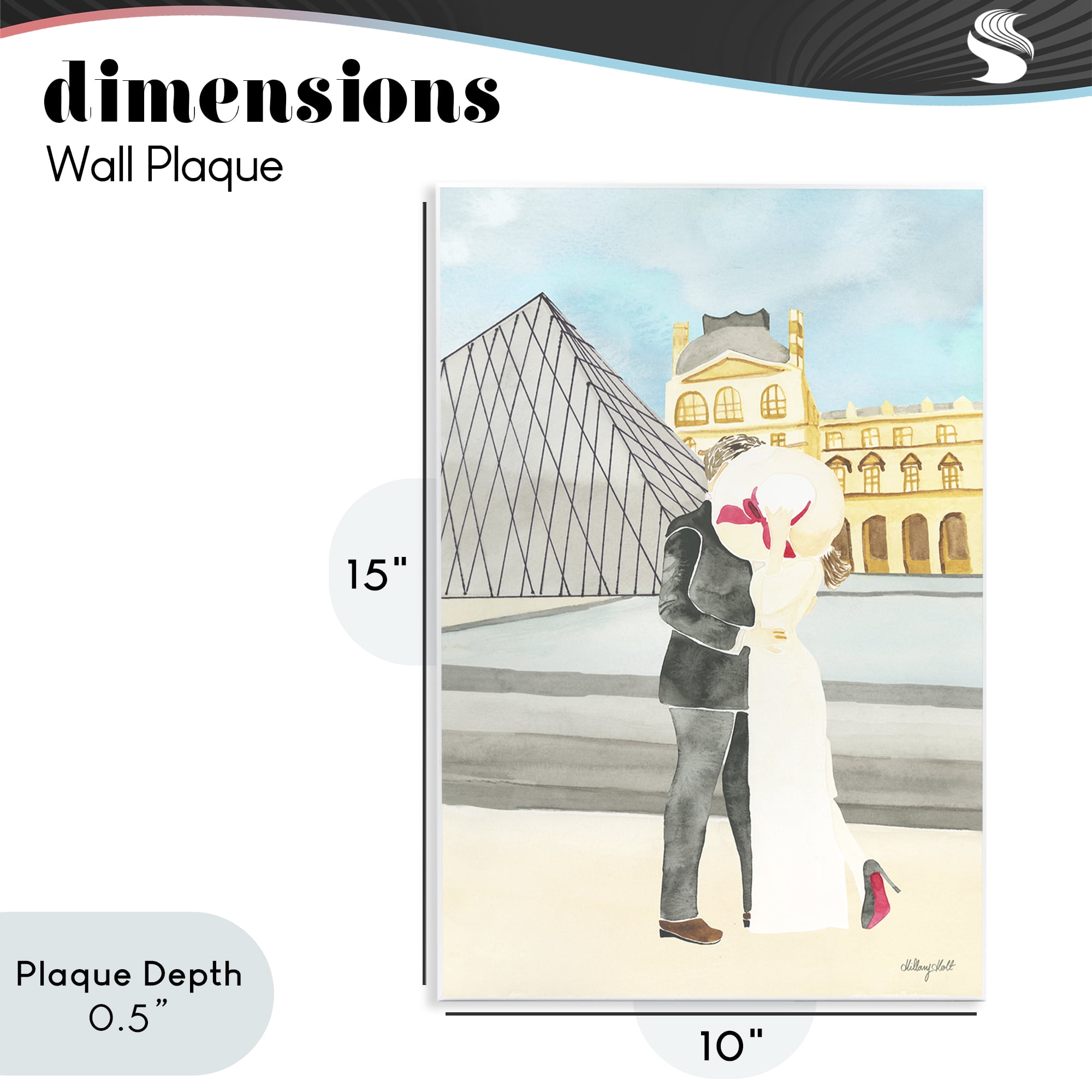 Stupell Industries Couple Embrace At The Louvre Wall Plaque Art, design by Hillary Holt