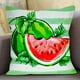 thumbnail image 4 of Funda de almohada de lino a cuadros con estampado de sandía – Funda decorativa para cojín de sofá para sala de estar, dormitorio o uso exterior – Tejido de lino suave y transpirable con cremall, 4 of 5