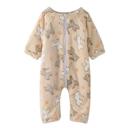 

QBGSAY Toddler Girls Bodysuits Toddler Boys Winter Long Sleeve Jumpsuit Fleece Warm Cartoon Rabbit Print Outwear For Children Clothes Casual Cute Printed Kids Romper