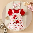 thumbnail image 2 of TOOYOU Girls Summer Outfit Sets Infant Short Sleeve Romper Bodysuit Cartoon Bear Suspender Skirts Outfits Girls Casual Outfit Sets For School Size 9 -12 Months Red, 2 of 5