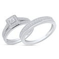 thumbnail image 2 of AFFY White Natural Diamond Engagement & Wedding Trio Band Ring Set In 10k White Gold (0.5 Cttw), 2 of 9