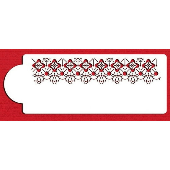 Designer Stencils C448 Victorian Crochet Tier 1 Cake Stencil, Beige/semi-transparent