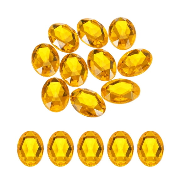 10Pcs Acrylic Oval Gems 30x40 mm Flat Back Artificial Rhinestones for DIY Crafts Bead Wedding Party Gold