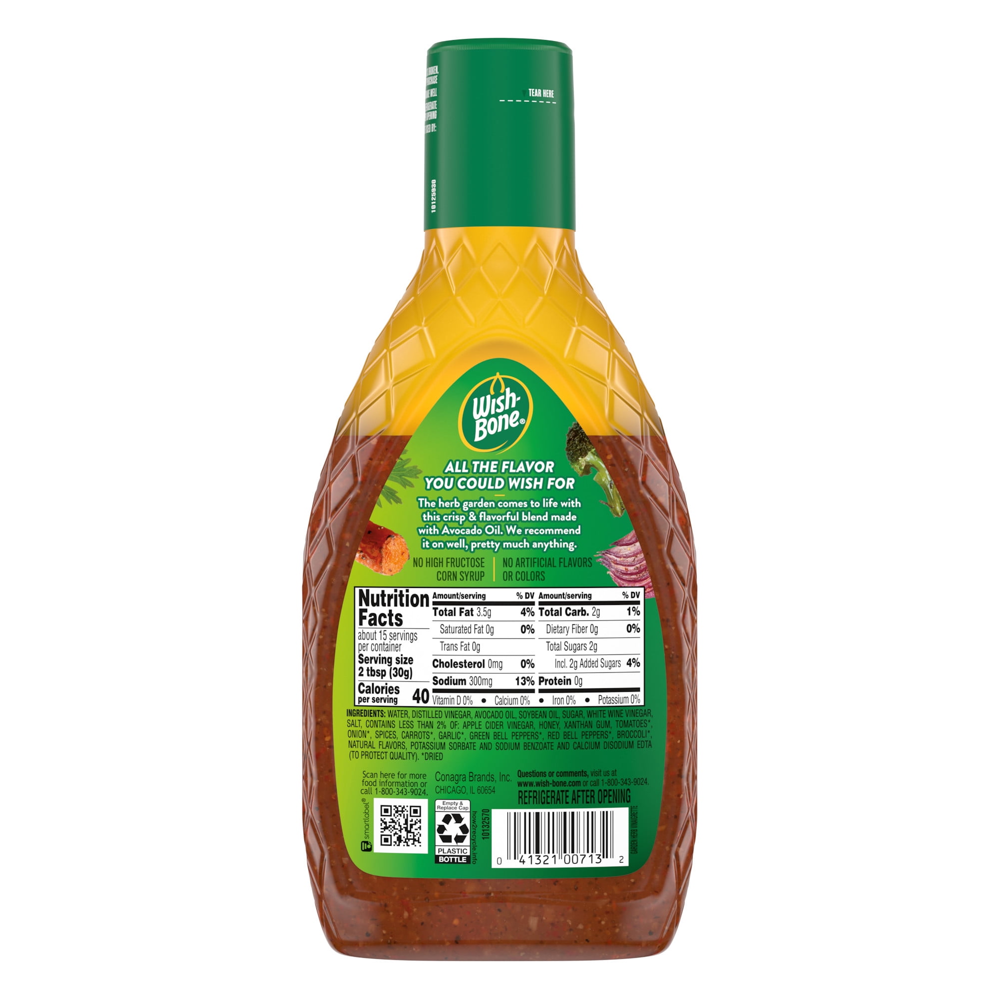 Wish-Bone Avocado Oil Blend Garden Herb Vinaigrette Salad Dressing, 15 fl oz