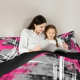 thumbnail image 4 of Erosebridal Pink Black Ombre Bedding Sets Full Size,Geometric Geometry Stripes Comforter Sets with Sheets,Abstract Aesthetic Art Bed in a Bag,Super Cozy Bedroom Decoration Reversible,7-Piece, 4 of 7