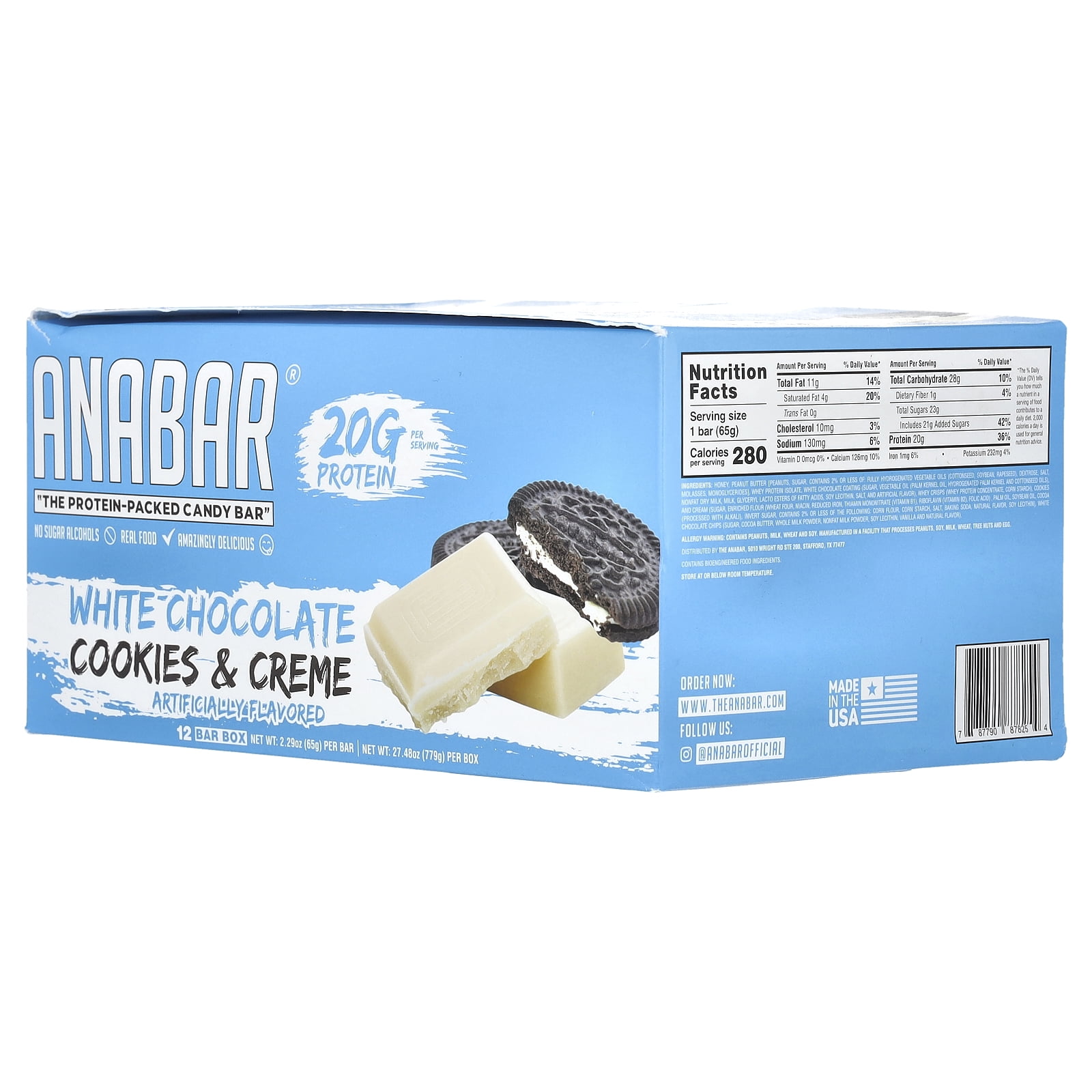 Anabar Cookies and Cream 12 Protein Bars Final Boss Performance 21 Grams
