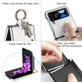 thumbnail image 3 of Case for Samsung Galaxy Z Flip 4 with Ring, Luxury Soft Rhomboid for Women Men PU Leather + Hard PC Shell Ultra Thin Slim Durable Shockproof Protective Cover for Galaxy Z Flip 4 White 5G, 3 of 7