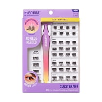KISS imPRESS Press On Self Adhesive Eyelashes, 8mm–14mm, Soft Natural, 36 Lash Clusters