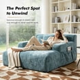 thumbnail image 4 of Homefun 61'' Oversized Chenille Chaise Lounge Chair,No Assembly Indoor Reading Sofa with 3 Pillows for Living Room Bedroom,Blue, 4 of 8