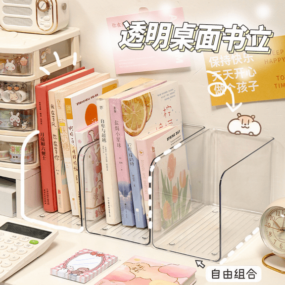 Transparent Desktop File Storage Rack Book Bookshelf Desk Storage Rack Office Acrylic Stationery Storage Box