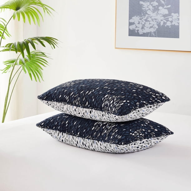 Southshore Fine Living Inc. Fundas de almohada decorativas azules, tamaño estándar, 20.0 x 26.0 in, fundas de almohada acolchadas, tamaño Queen, juego de 2, se adapta a almohadas Queen o Full, combina