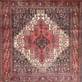 thumbnail image 1 of Ahgly Tapis d'Intérieur Carré Traditionnel Marron Rouge Médaillon, 5 Pieds Carré, 1 of 6