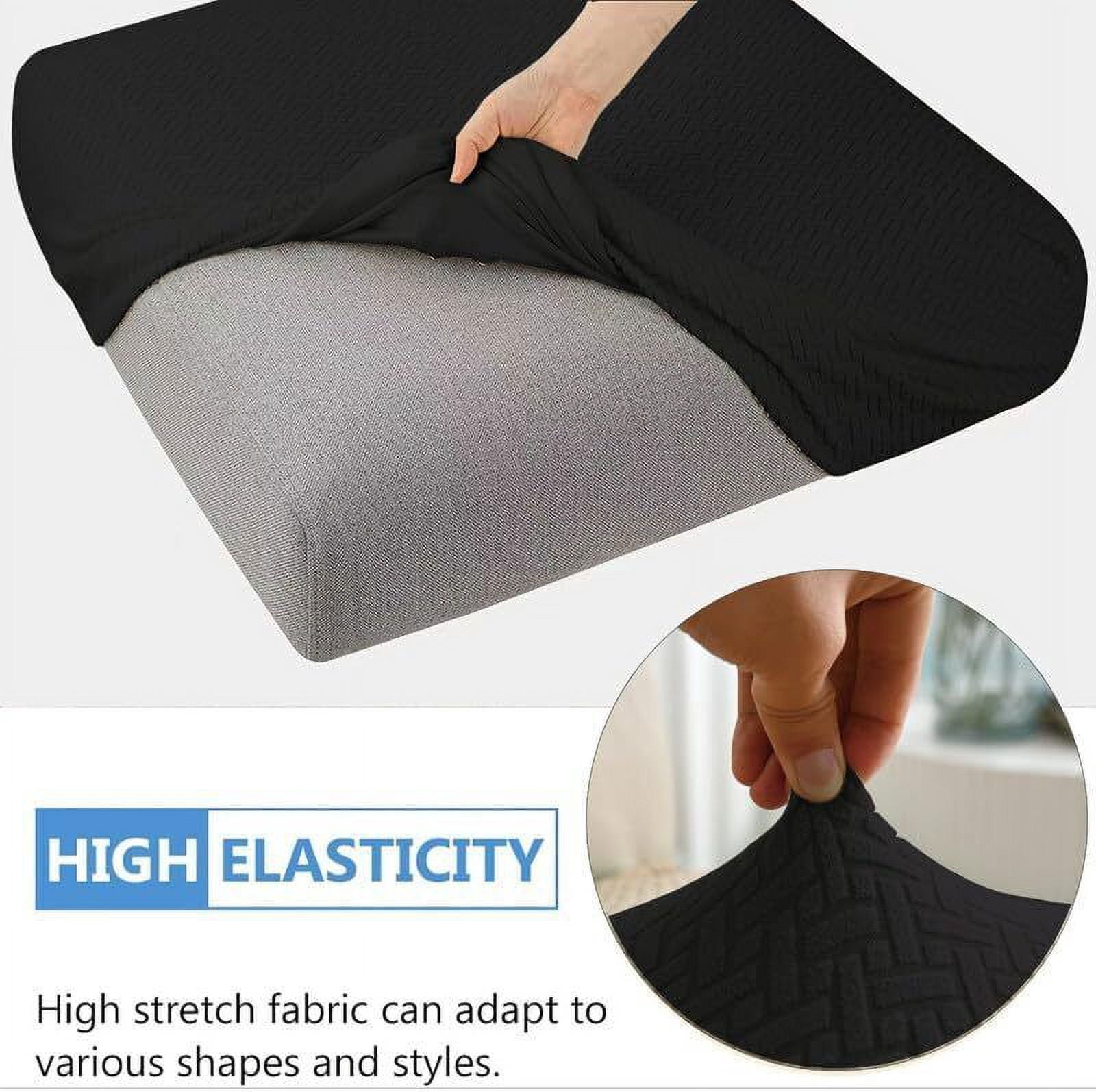 JIAN YA NA Outdoor Waterproof Couch Cushion Covers, Stretch Individual Patio Chair Cushion Outdoor Seat Cushion Pad Replacement Sofa Cushion Protector Sofa Slipcover (Black, 2Pcs)