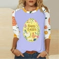thumbnail image 2 of BiZtdJrK Easter Shirt for Women Loose Casual Bunny Rabbit Print Casual Round Neck Tee Shirts 2025 Spring 3/4 Sleeve T-Shirt Tops Purple XL Ofertas en Walmart, 2 of 6