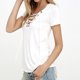 thumbnail image 4 of Blusa de manga corta con cuello en V, camiseta con cordones y ojales Camisetas con cordones y ojales Camisetas de manga corta Mejora tu experiencia, 4 of 5