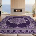 thumbnail image 2 of Design&I 8'x10' Washable Area Rug Purple Symmetrical Para Ornament Bordered Traditional Bedside for King Size Bedroom, Under Bed, Sleek Flatweave Pet Friendly, 2 of 7