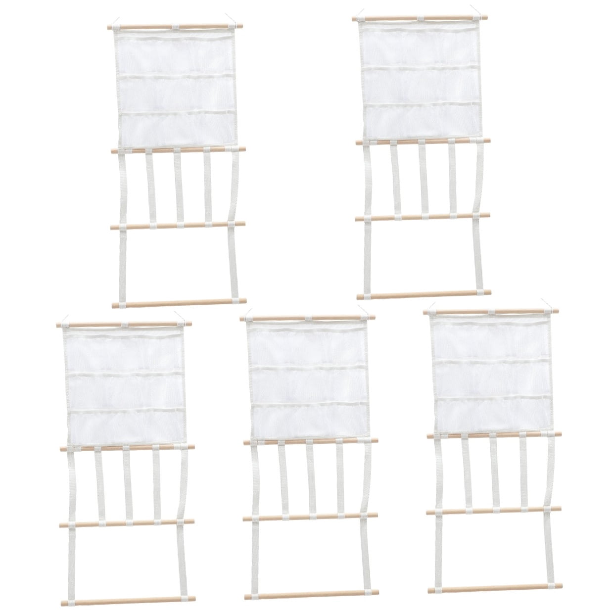 NUOLUX  White Hair Accessories Bag with Wooden Rack for Organizing Hair Clips and Headbands