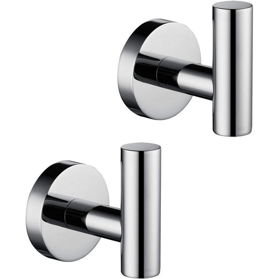 Wekvgz 2 Pack Polished Chrome Bathroom Towel Hooks, Durable SUS304 Stainless Steel, Modern Style