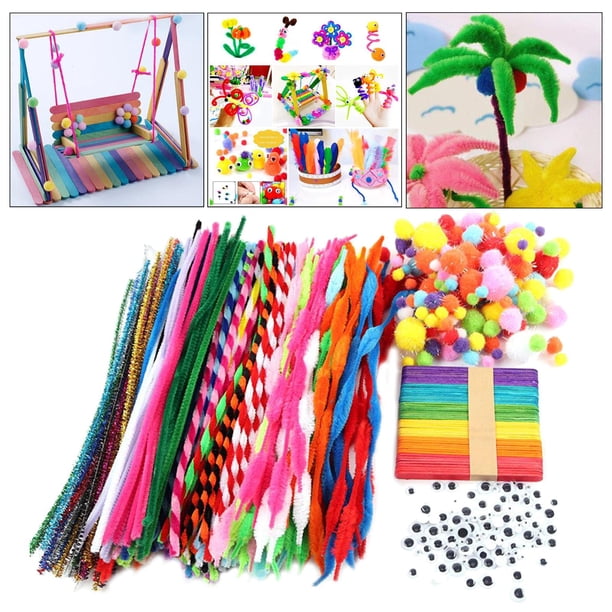 Suministros para manualidades y manualidades Surtido de pompones adores de pipa Wiggle Googly Eyes ra proyectos escolares Sum BLESIY Kits de artes y manualidades