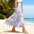 thumbnail image 4 of LWavelet Women Polka Dot Print Maxi Skirt Elastic Waist With Pockets Casual Summer Long Skirt Purple 2XL, 4 of 5