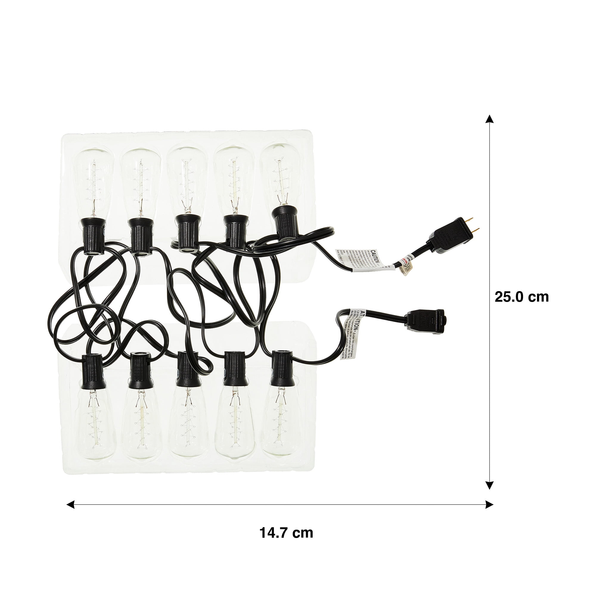 Mainstays Plug-in Edison Bulb String Light with 10 Lights - Warm White