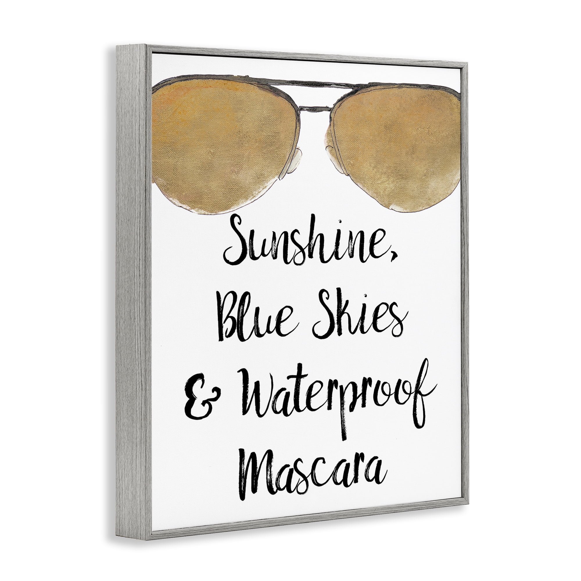 Stupell Industries Fun Mascara Phrase Beauty & Fashion Painting Gray Framed Art Print Wall Art, 24 x 30