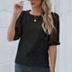 thumbnail image 5 of Dinheiro Camisa holgada de gasa con mangas de burbujas Camisa con textura floral (negro), XXL,, 5 of 6