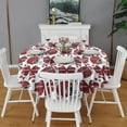 thumbnail image 2 of Red Football Helmets with Bows Pattern Round Tablecloth 60"x60",Wrinkle Wipeable Table Cloth for Kitchen Dining Room Picnic Patio Party, 2 of 6