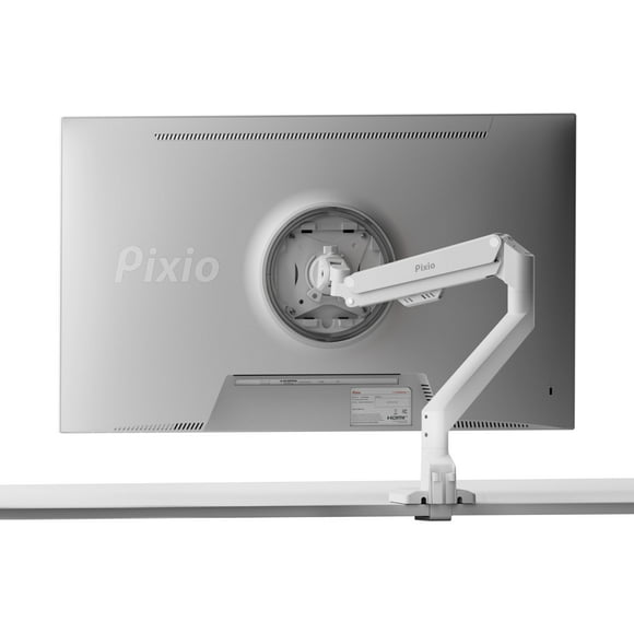 Pixio PS1S Wave White Soporte de escritorio con brazo para monitor individual: se adapta a monitores de hasta 32 pulgadas y hasta 19,8 libras. Compatibilidad VESA y gestión de cables integrada