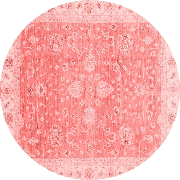 Ahgly Company Machine Washable Indoor Round Oriental Red Traditional Area Rugs, 3' Round