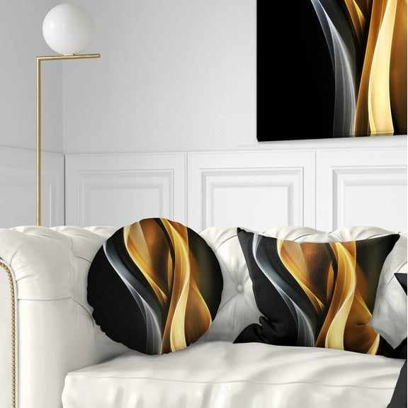 Designart Brown White Light Art - Abstract Throw Pillow - 12x20