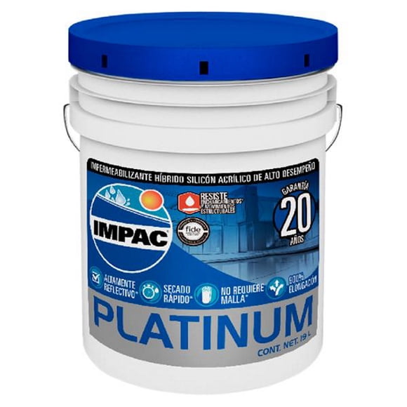 impermeabilizante híbrido silicón acrílico platinum 20 años blanco 19 l