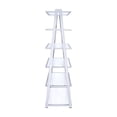 thumbnail image 3 of Modern Metal Bookshelf - 6 Tier Rectangular Display Shelf - Chrome & White Bookcase - 36"W x 16"D x 71"H, 3 of 6