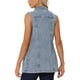 thumbnail image 3 of CHALECO DE MEZCLILLA PARA MUJER INSPIRE CHIC SIN MANGAS, CON BOTONES, LONGITUD MEDIA, VESTIDO CASUAL L GRIS AZUL, 3 of 6