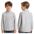 thumbnail image 2 of Grblisyd Back to School Clothes Boys Girls Quick Dry Long Sleeve Striped Button Down Shirts with Chest Pocket Formal Uniform Dress Shirt, 2 of 6