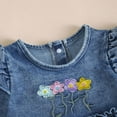 thumbnail image 5 of CAICJ98 Newborn Baby Girl Romper Ruffle Long Sleeve 3D Flower Embroidery Denim Jeans Bodysuit with Heandband Fall Winter Outfit Clothes (Light Blue,3-6 Months), 5 of 7